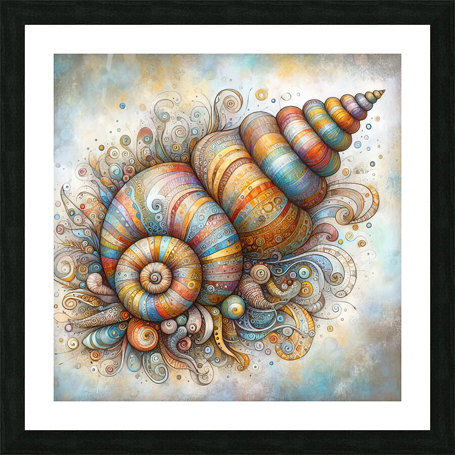 288 Mixed madia painting of a whimsical sea shell 1716491147.4485 Picture Frame print