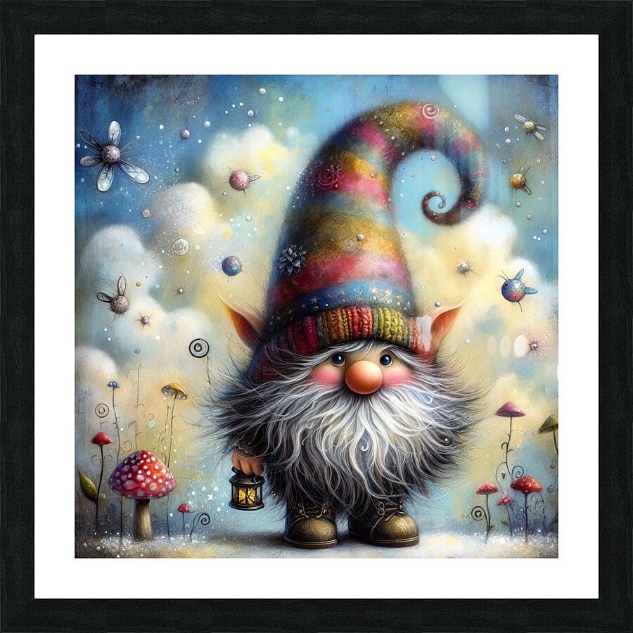 399 Mixed media painting of a whimsical nome Picture Frame print