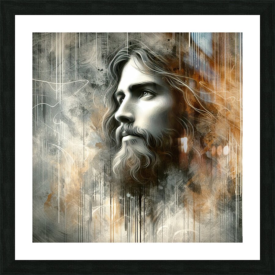 38 Portrait of Jesus Christ on abstract grunge ba Picture Frame print
