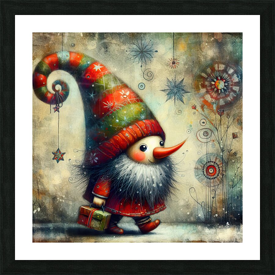 06 Mixed media painting of a whimsical nomeelf.jp Picture Frame print