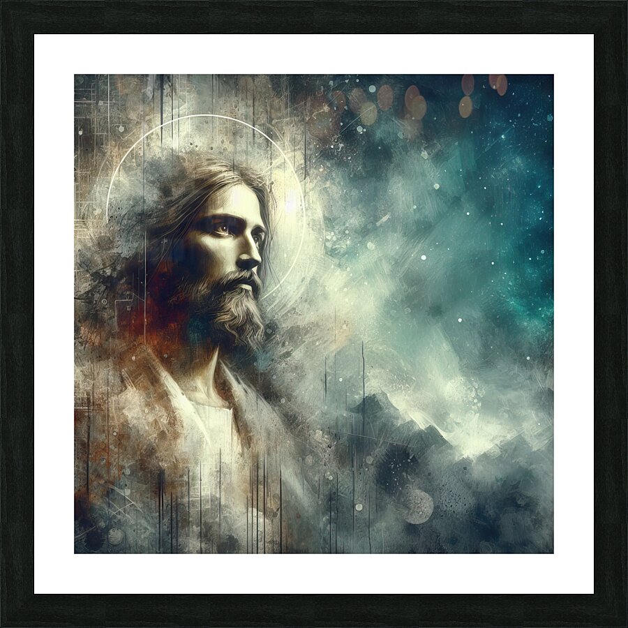 31 Portrait of Jesus Christ on abstract grunge ba Picture Frame print
