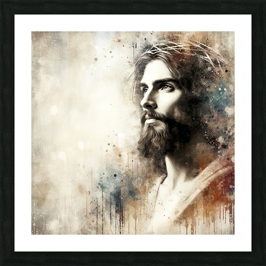 32 Portrait of Jesus Christ on abstract grunge ba Picture Frame print