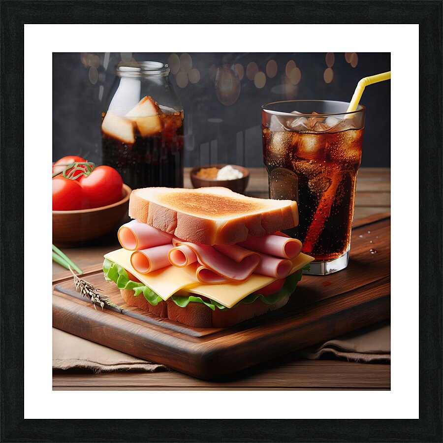 34 Sandwich bread tomato lettuce and yellow chees Picture Frame print