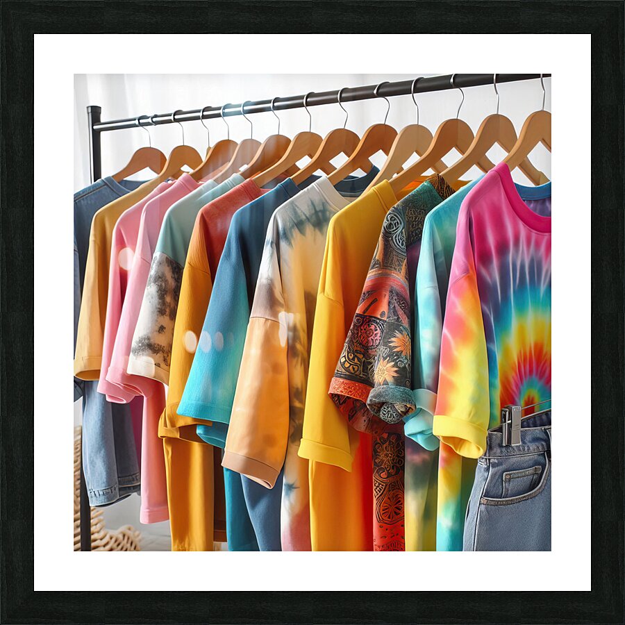 35 Colorful T Shirts Hanging on Clothes Rack Picture Frame print