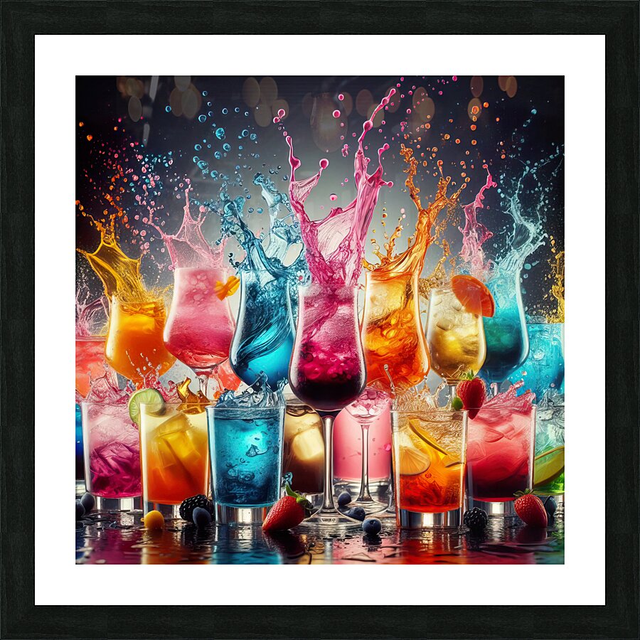 84 cocktail in glass with splashes Picture Frame print