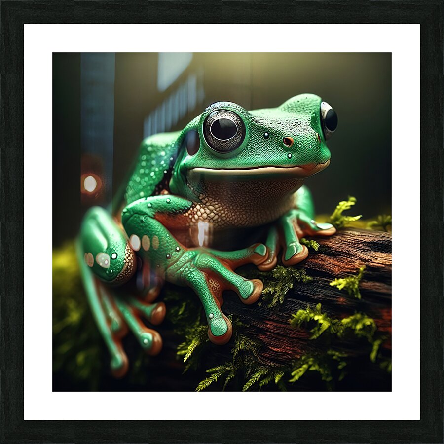 122 Green frog photography Picture Frame print