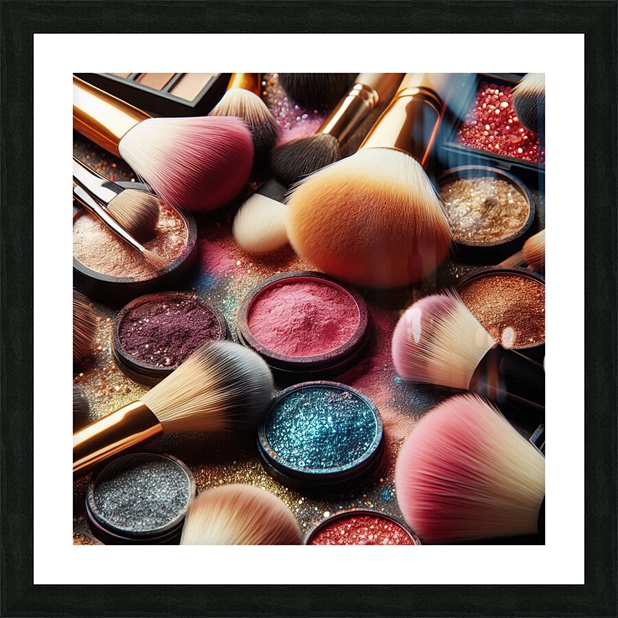 109 Close Up View of Makeup Brushes with a Variet Picture Frame print