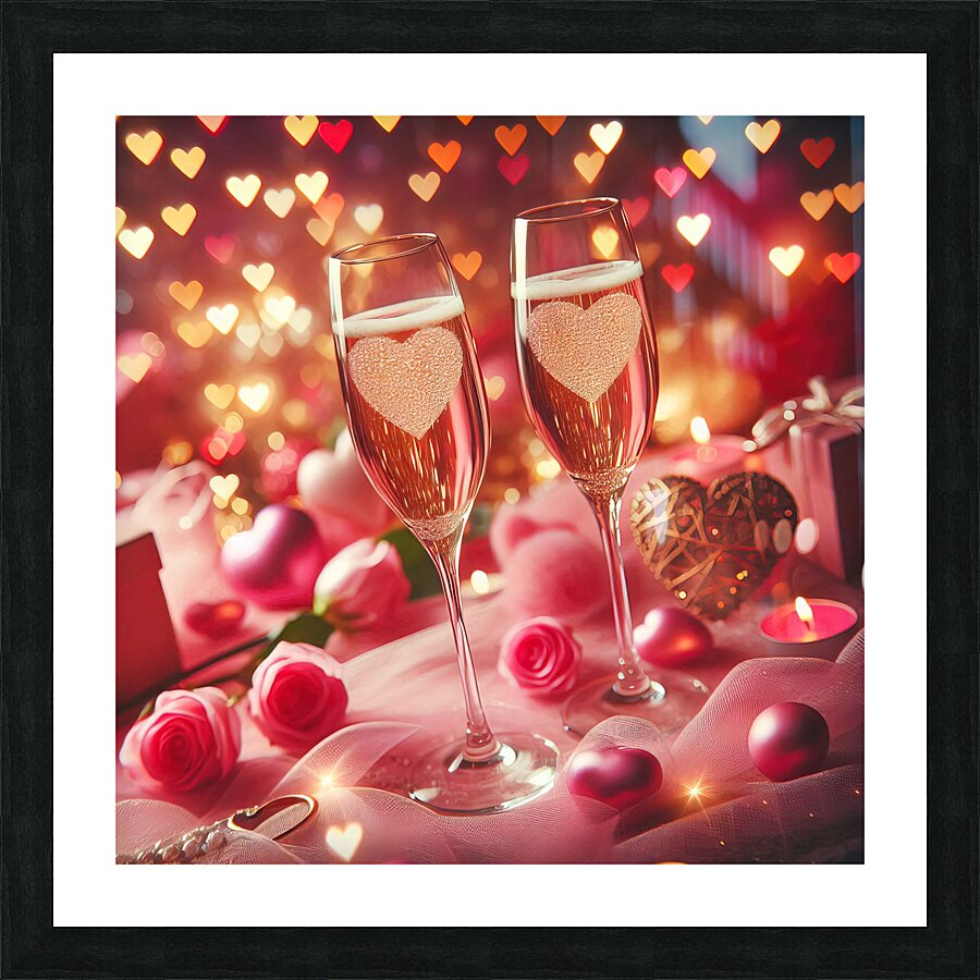 202 Two champagne glasses filled with sparkling w Picture Frame print