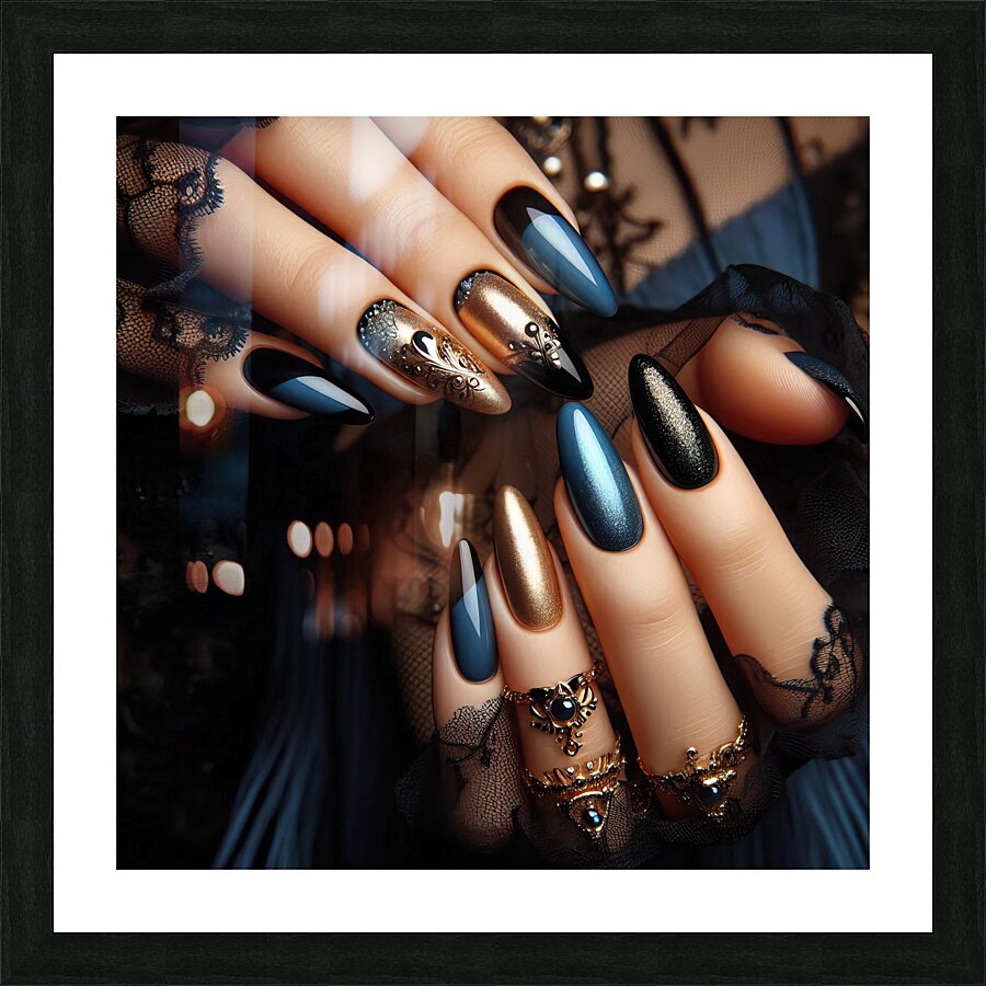 243 Close up of a woman s hand displaying a strik Picture Frame print