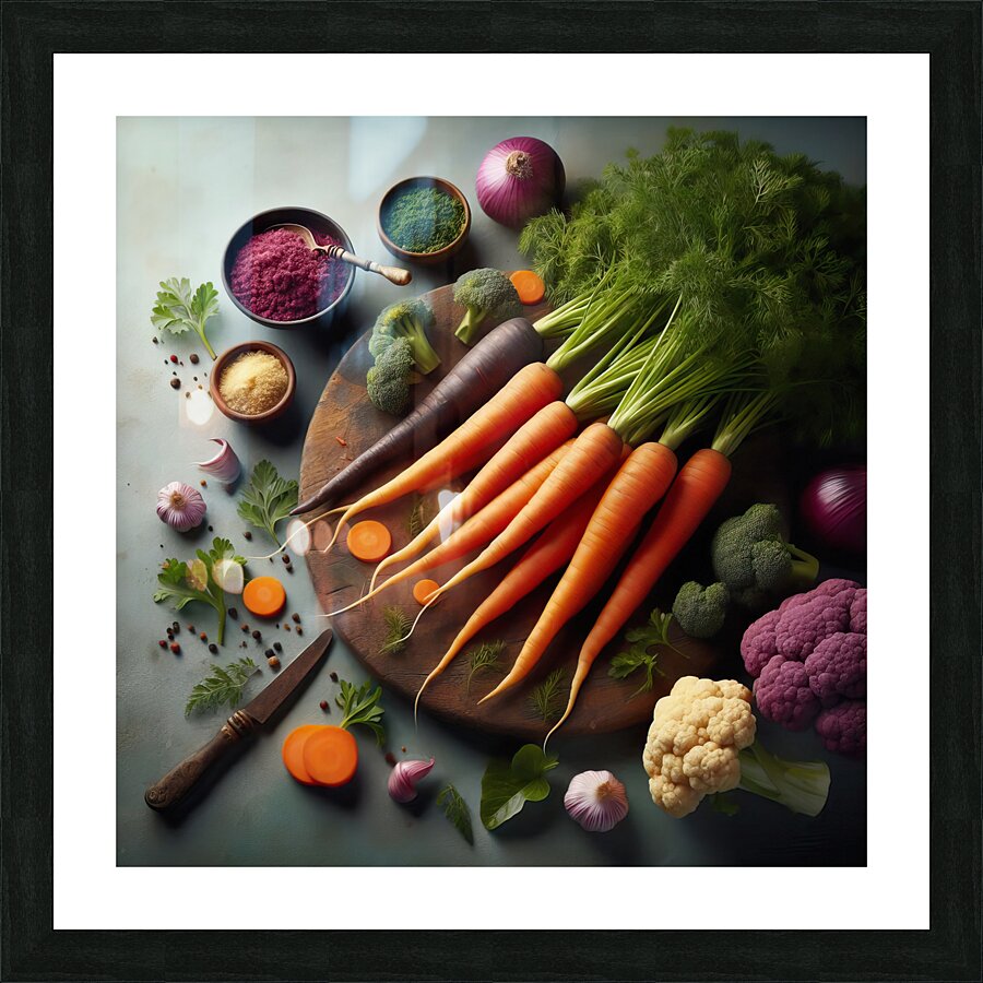 293 Assorted carrots arranged on the table studio Picture Frame print