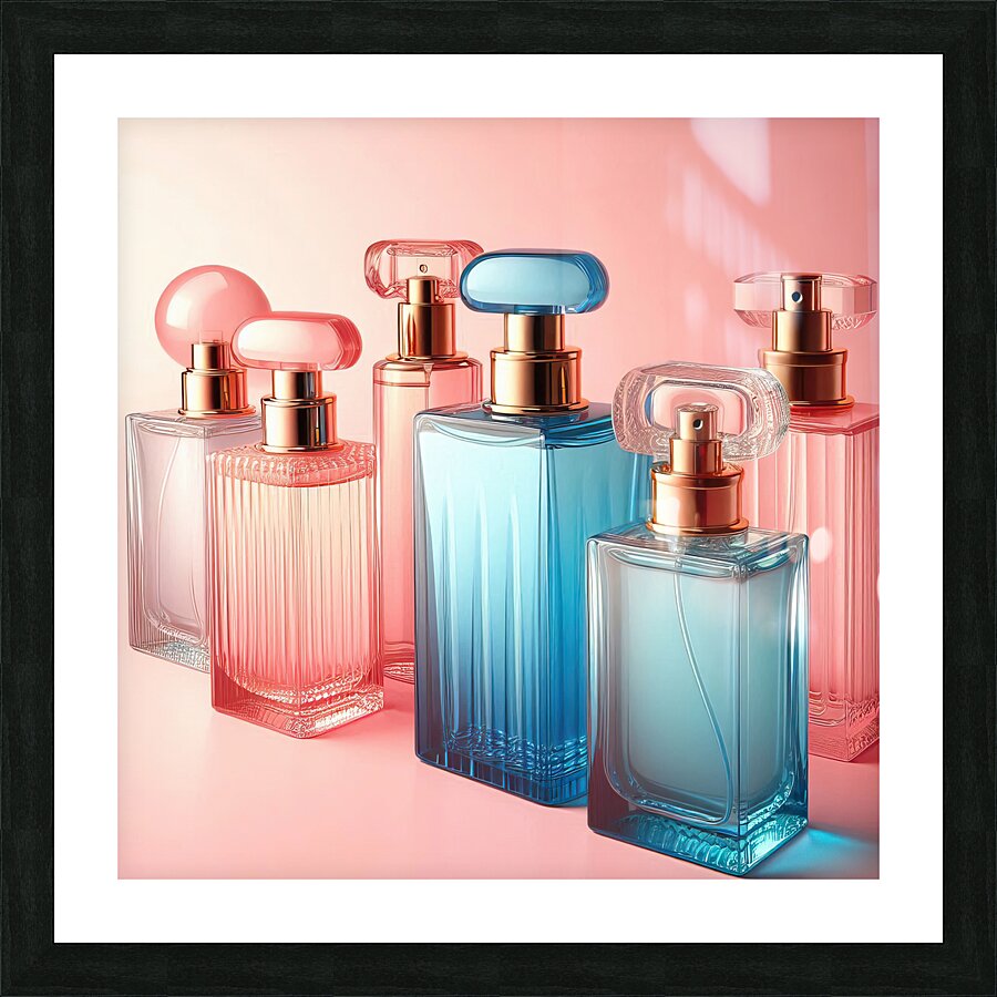 278 Five Pink and Blue Perfume Bottles Perfectly Picture Frame print