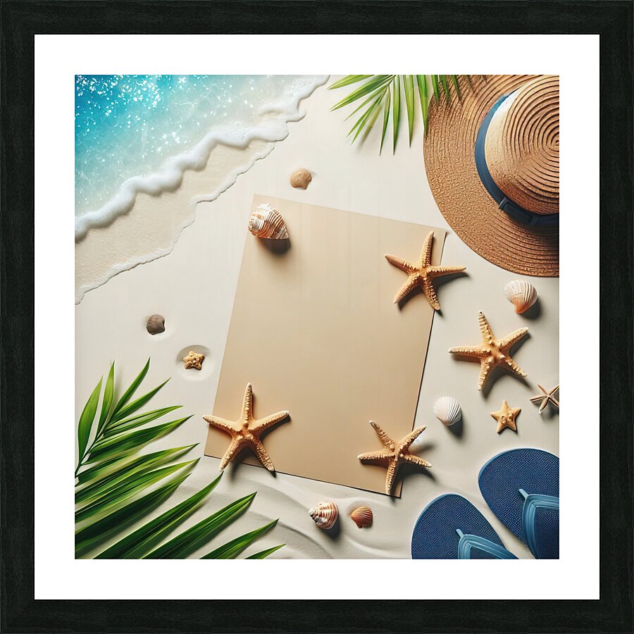 356 Blank paper for text on the white sand of the Picture Frame print