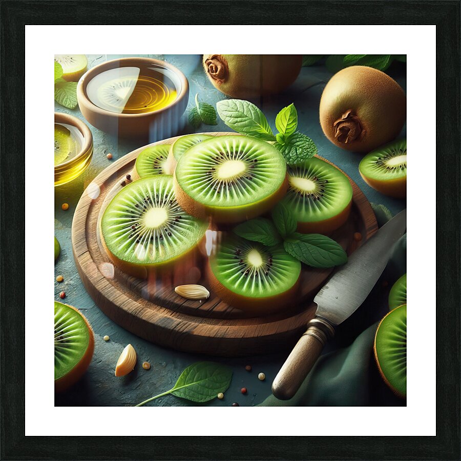 404 green slices of kiwi . background or wallpape Picture Frame print