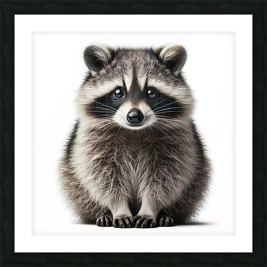 16 Close up of a raccoon sitting on isolated whit by artvi Wall Art