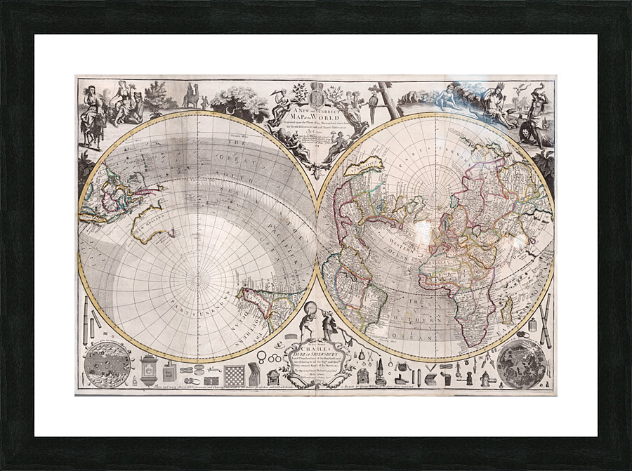 1526 maps old map 4 Picture Frame print