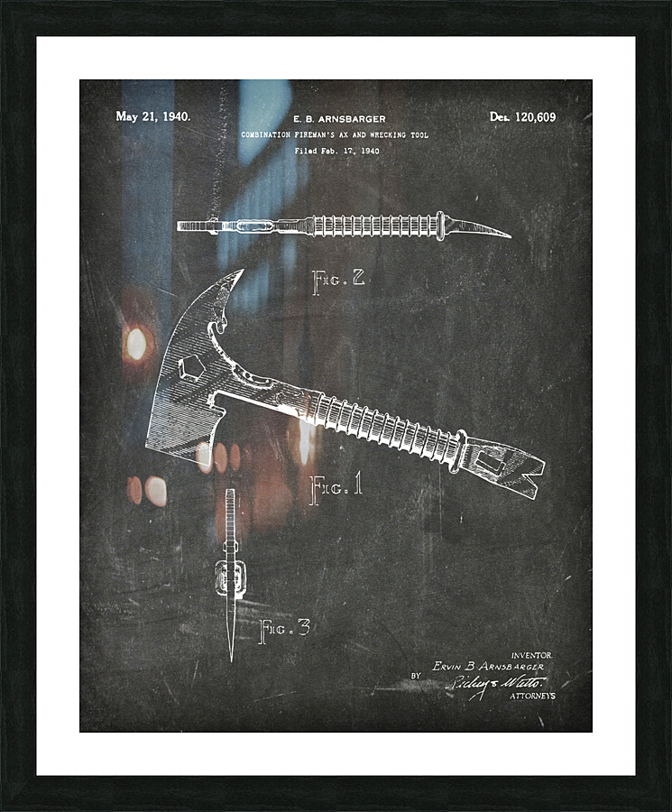 5991 fire ax patent Picture Frame print