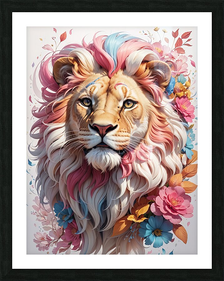 floral lion Picture Frame print
