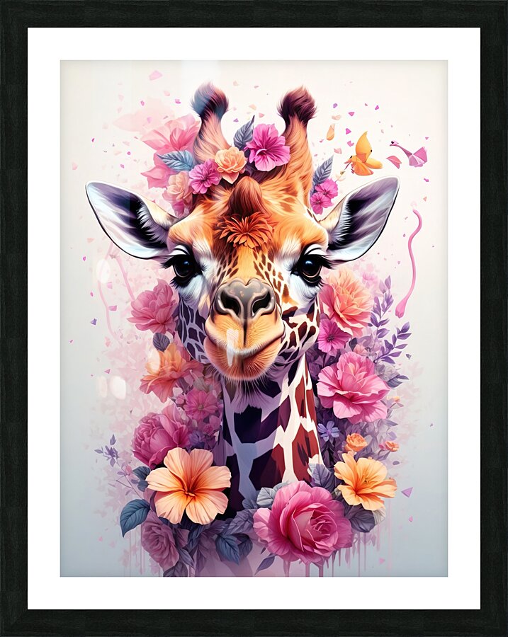 floral giraffe Picture Frame print