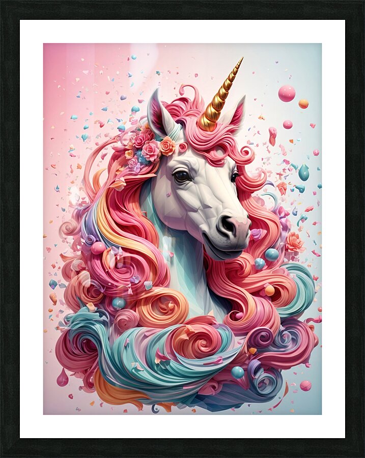 floral unicorn Picture Frame print