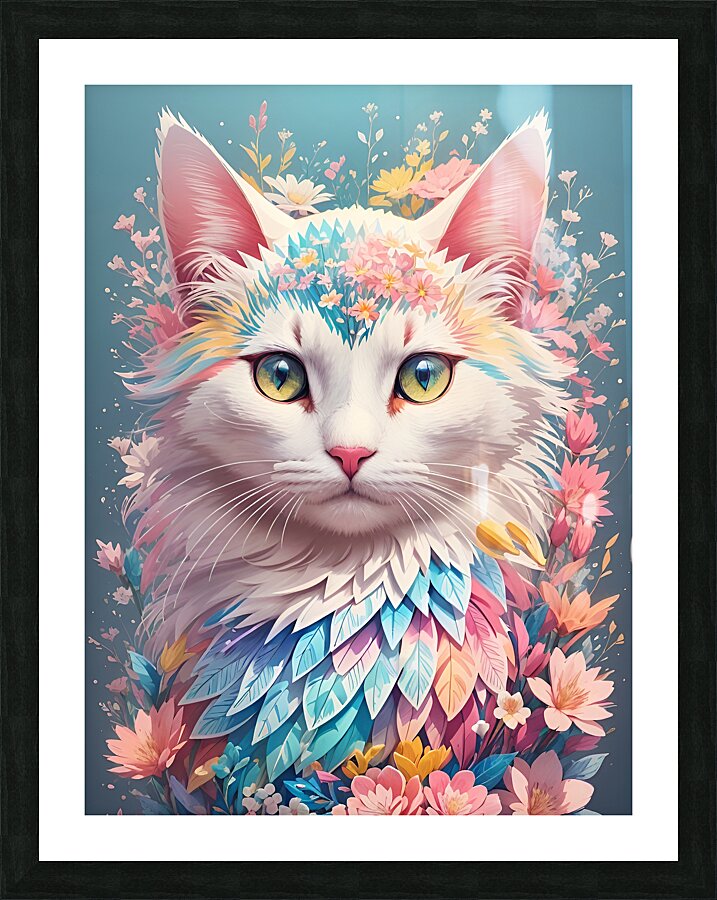 floral cat Picture Frame print