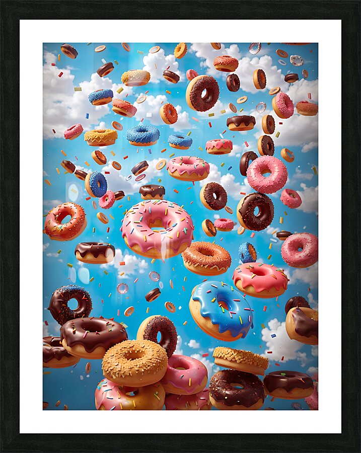 shower of donuts Picture Frame print