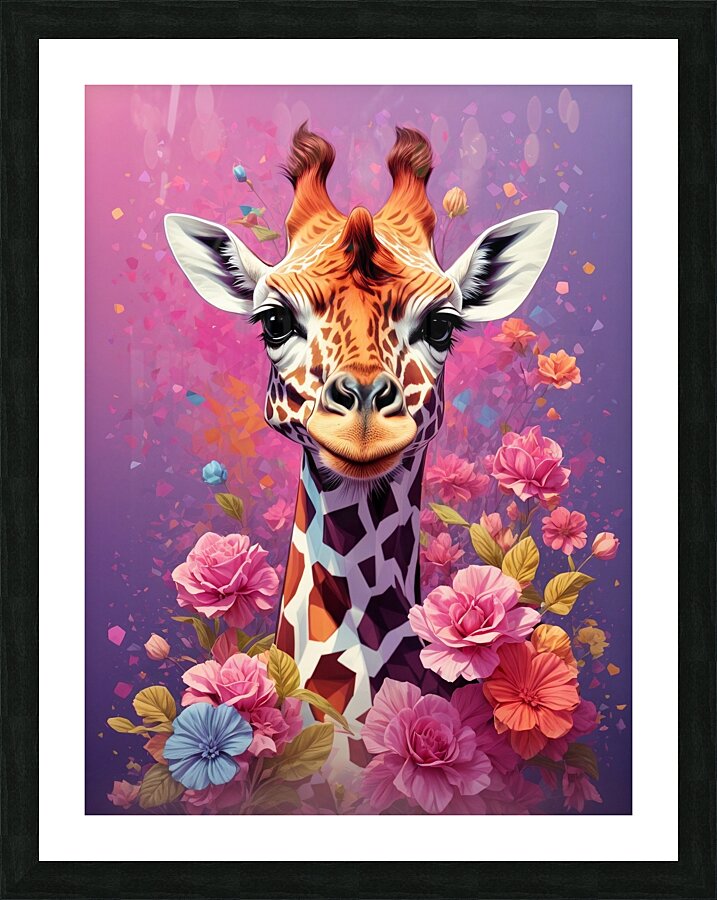 floral giraffe Picture Frame print