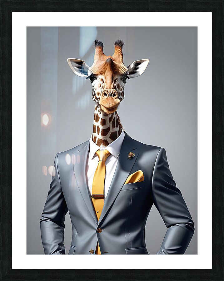 giraffe in suit Picture Frame print