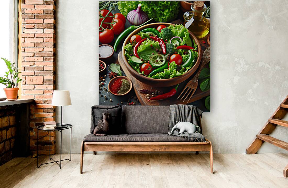 Healthy and natural onion tomato lettuce salad 10 Reproduction