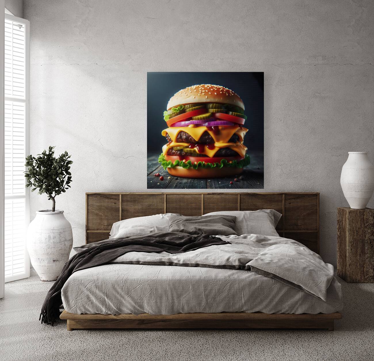 Hamburger french fries and drink on white 15 Reproduction