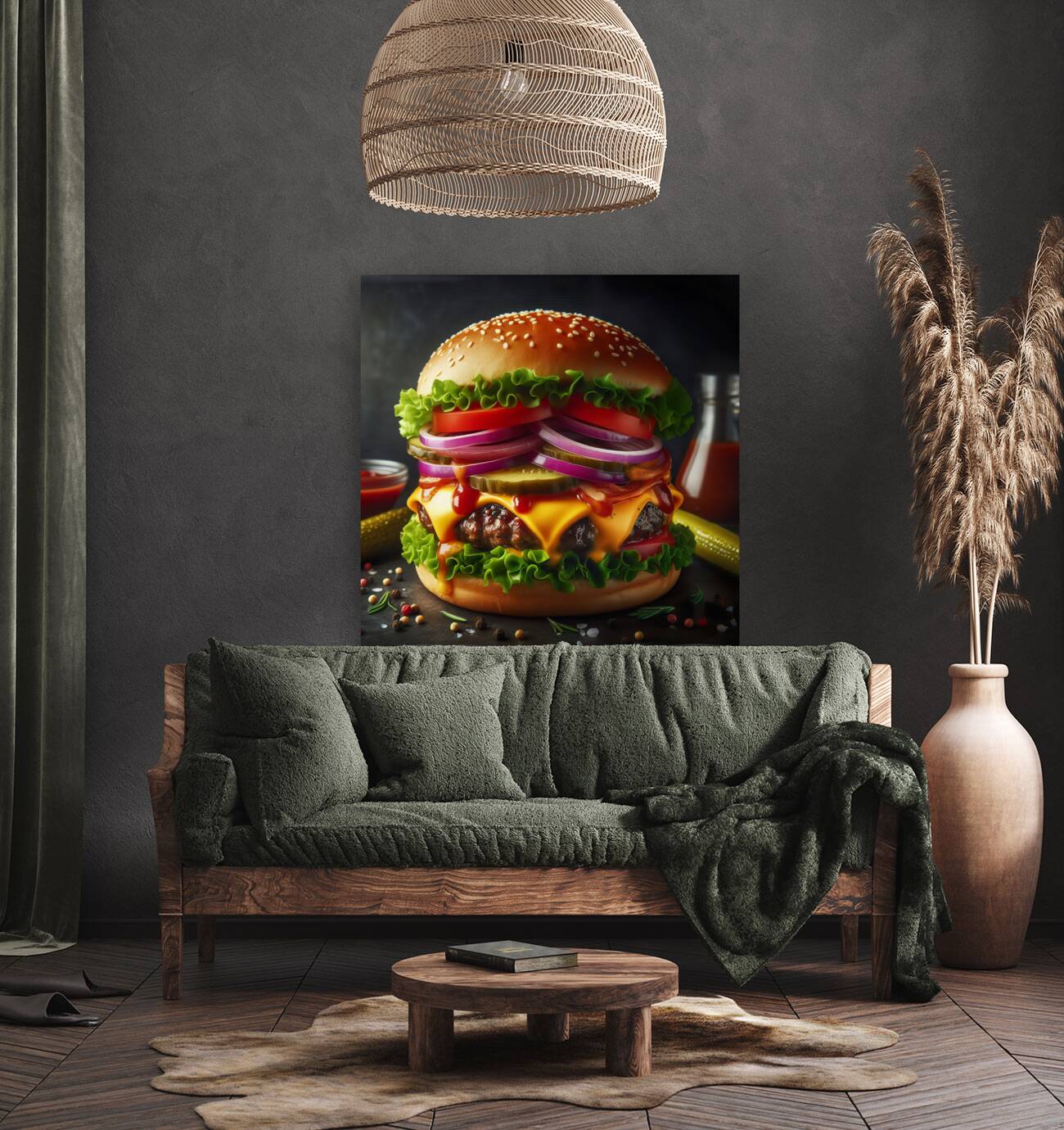 Hamburger french fries and drink on white 1 Reproduction