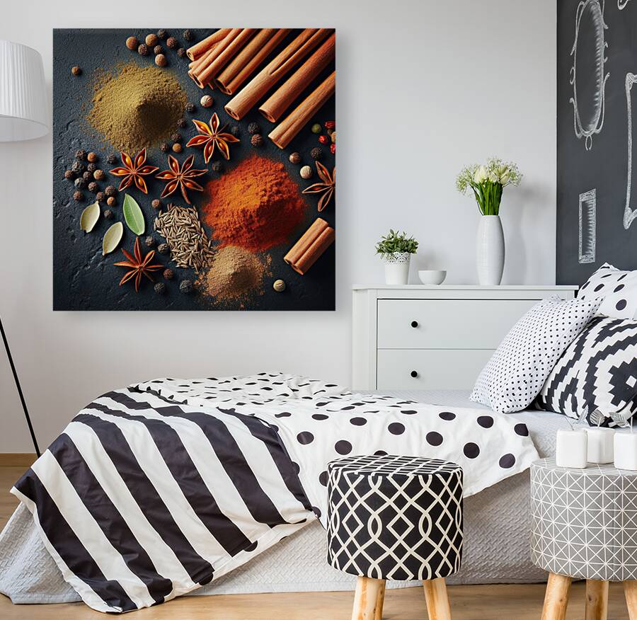 Spices on black background 4 Reproduction