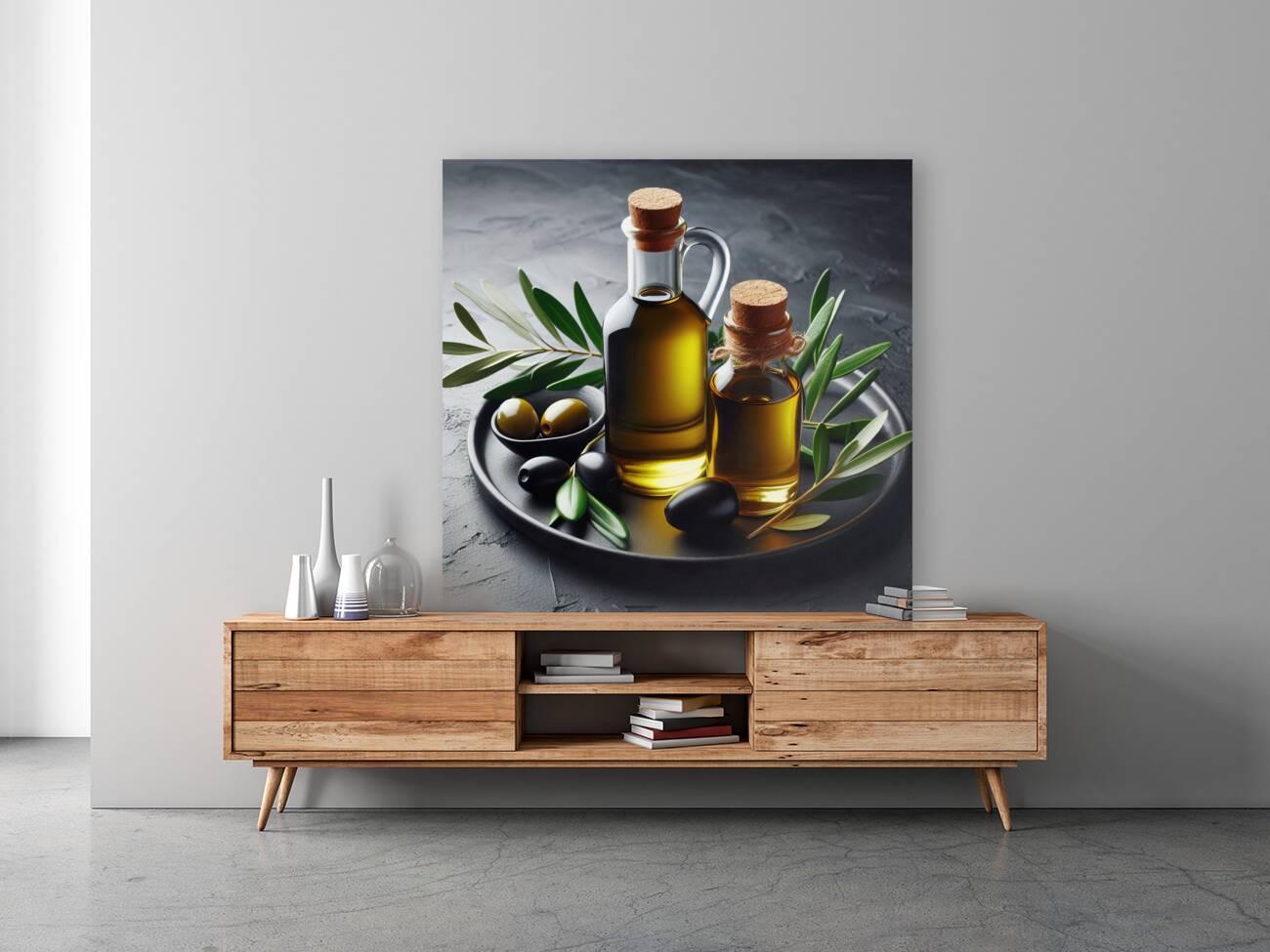 a bottle of extra virgin olive oil on a rustic ba 1714940173.2876 Reproduction