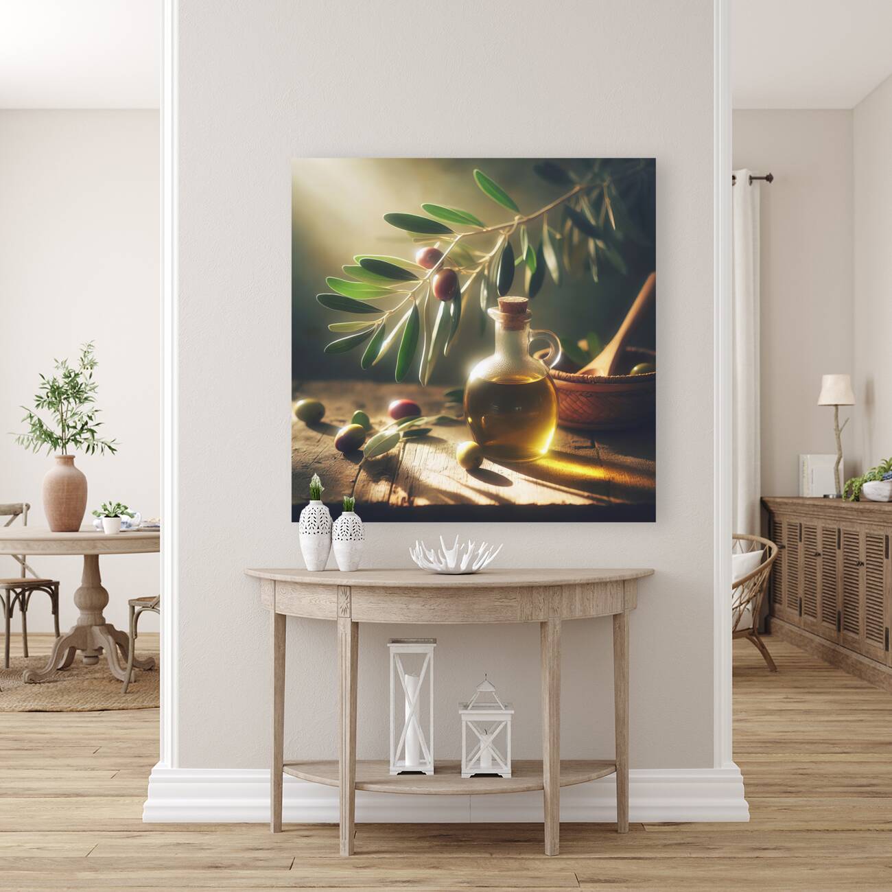 a bottle of extra virgin olive oil on a rustic ba 1714940152.7975 Reproduction