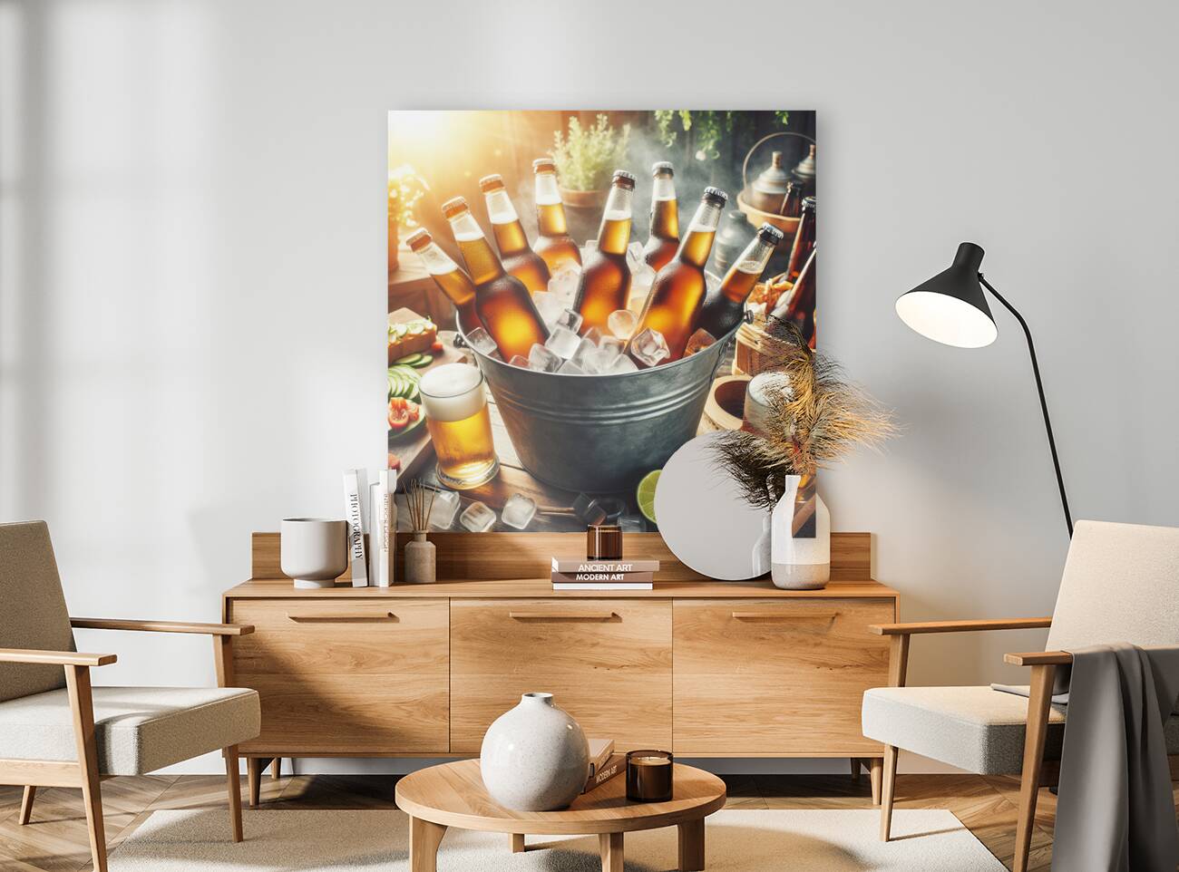 Metal bucket with beer bottles and ice cubes 17.j Reproduction