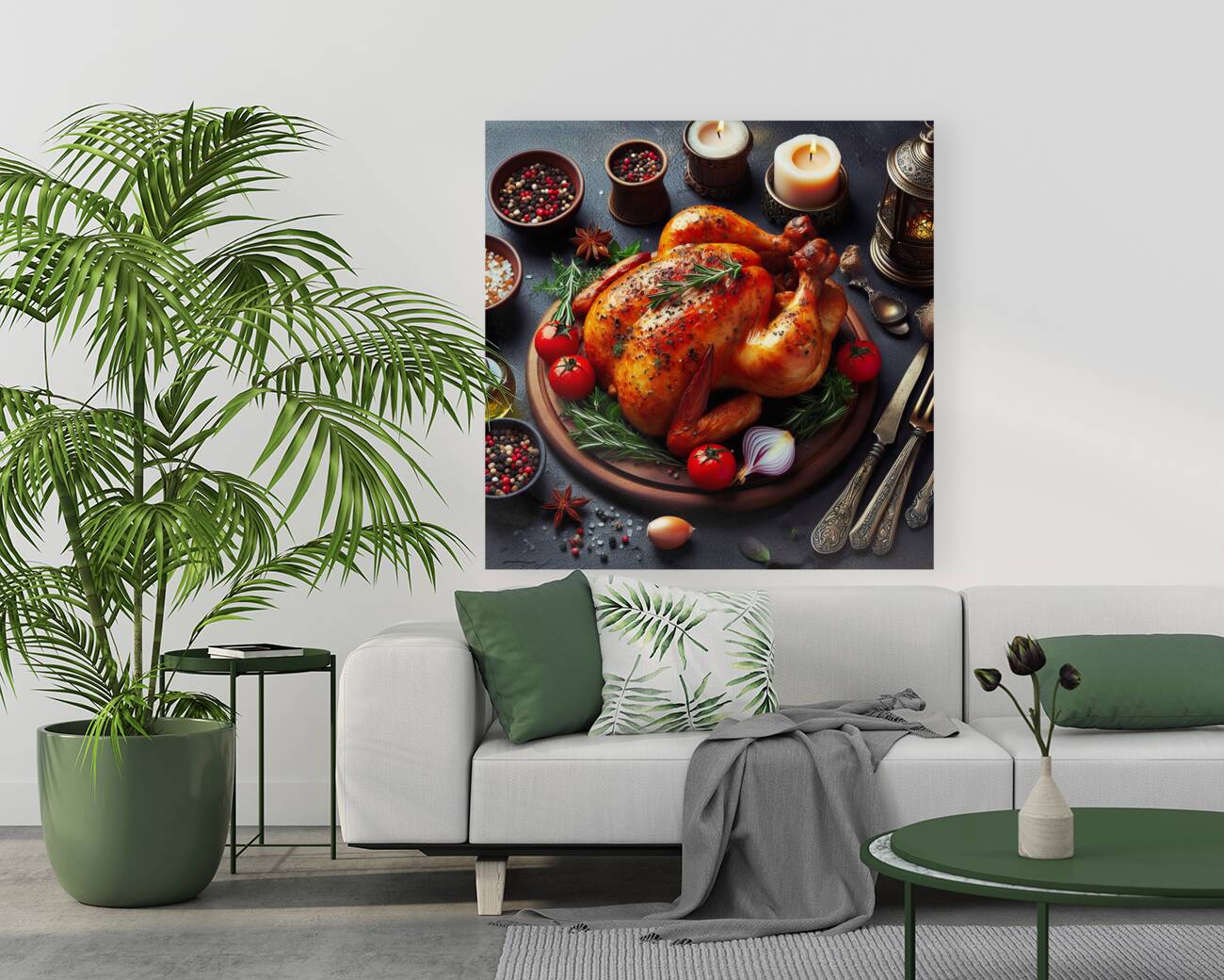 Roasted chicken on wooden board 9 Reproduction