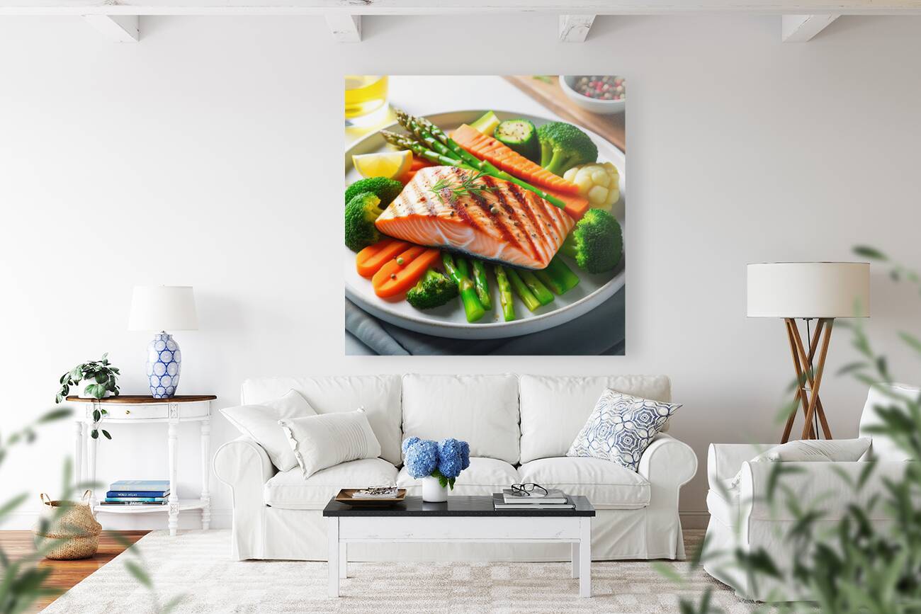 Norwegian salmon salmon with vegetables salmon wi Reproduction