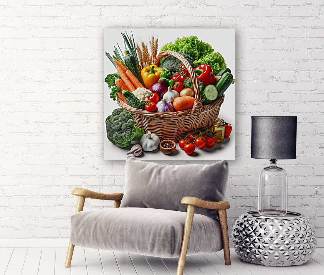 Basket with various fresh vegetables 6 Reproduction