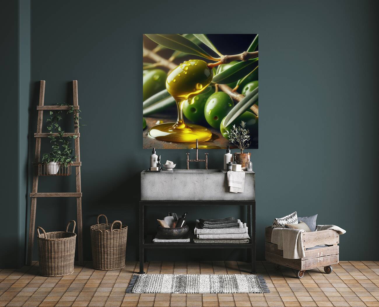 Olive oil on branch food 3 Reproduction