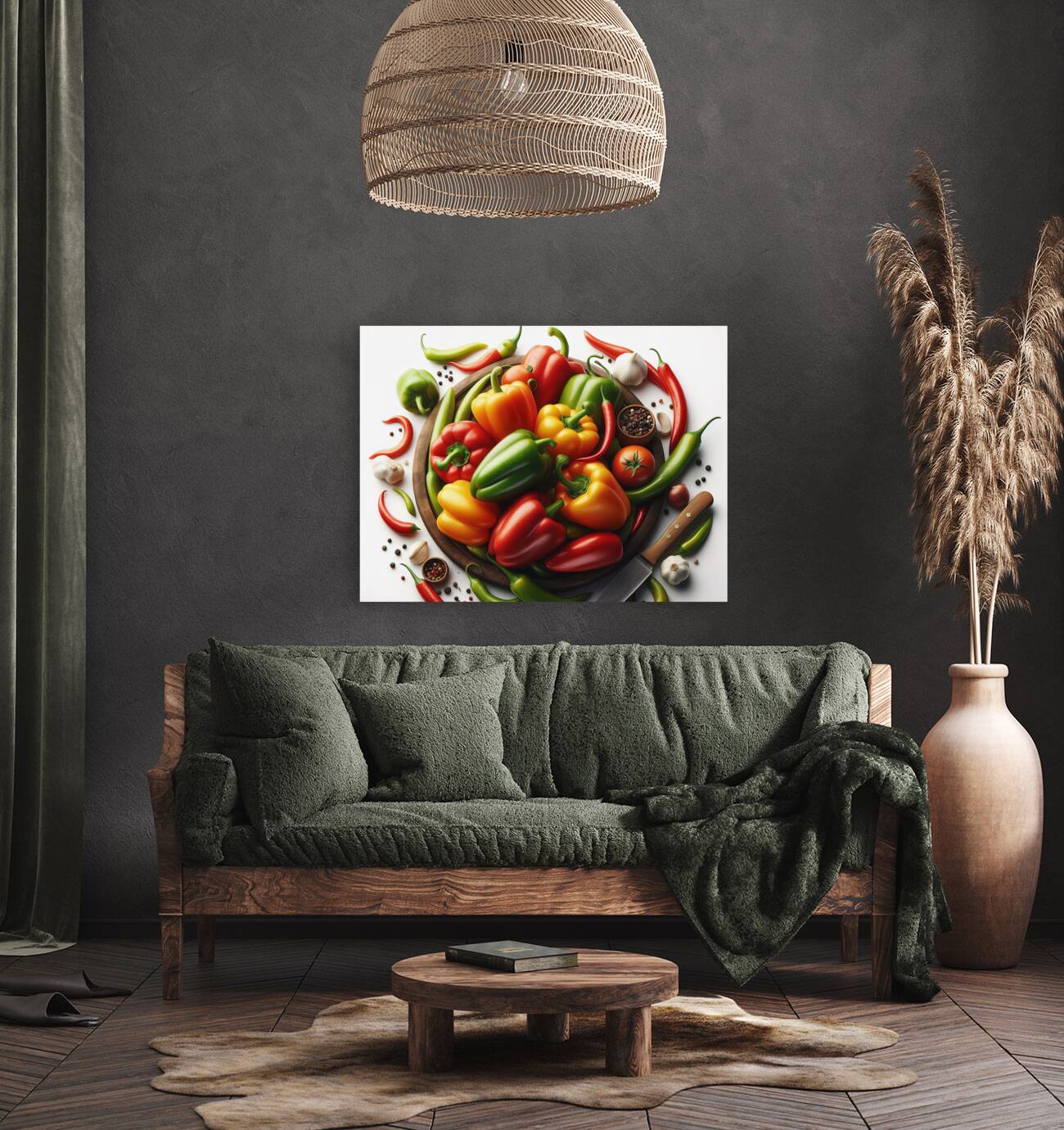 Red green yellow peppers food 29 Reproduction