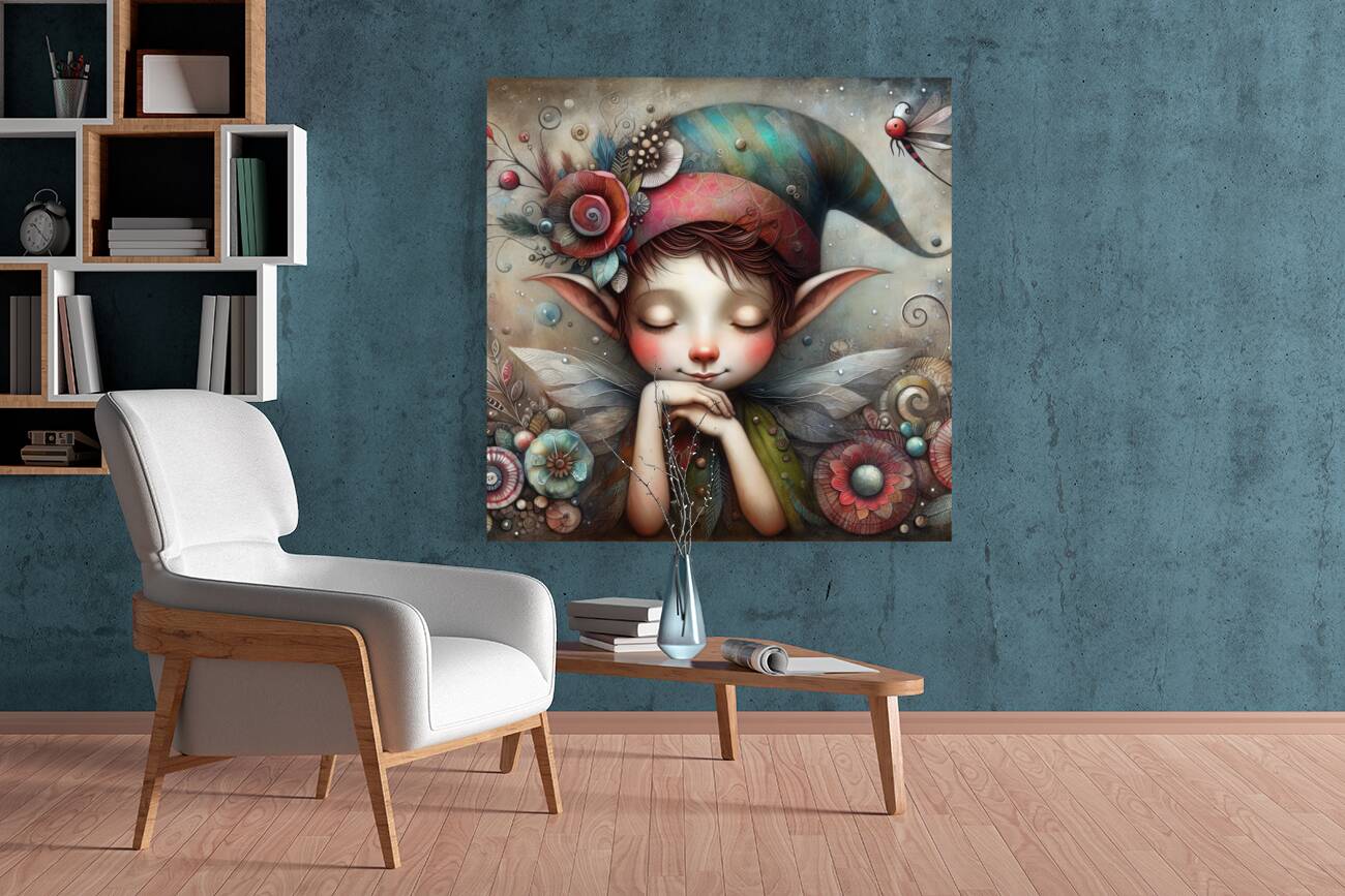 66 Mixed media painting of a caprices nomeelf Reproduction