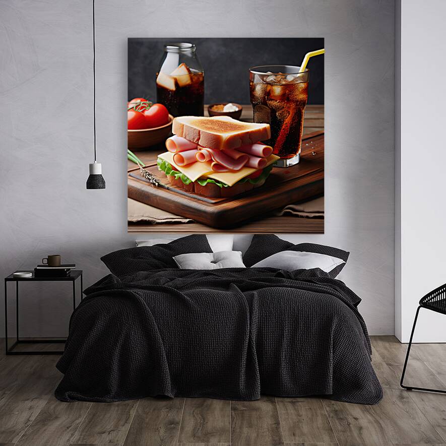 34 Sandwich bread tomato lettuce and yellow chees Reproduction