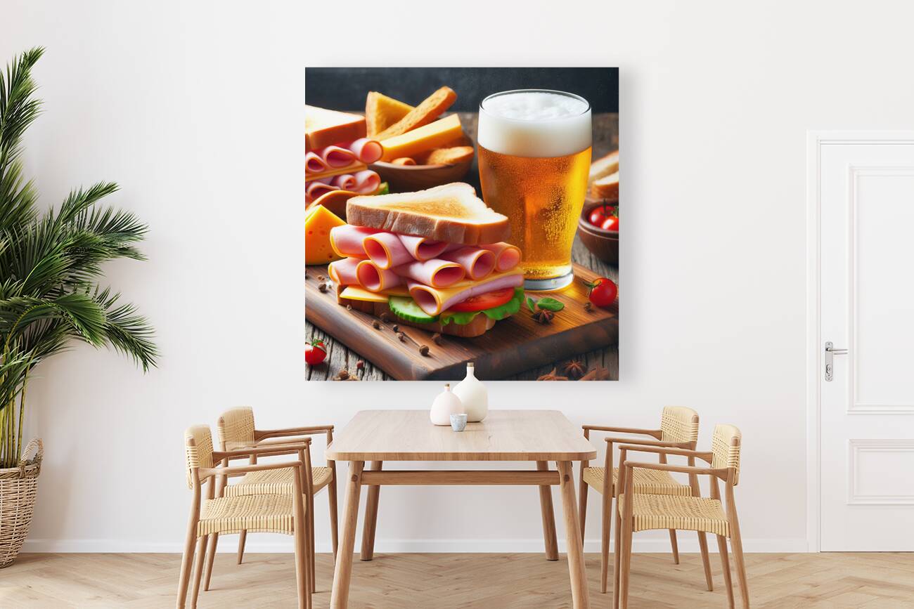 18 Sandwich bread tomato lettuce and yellow chees Reproduction