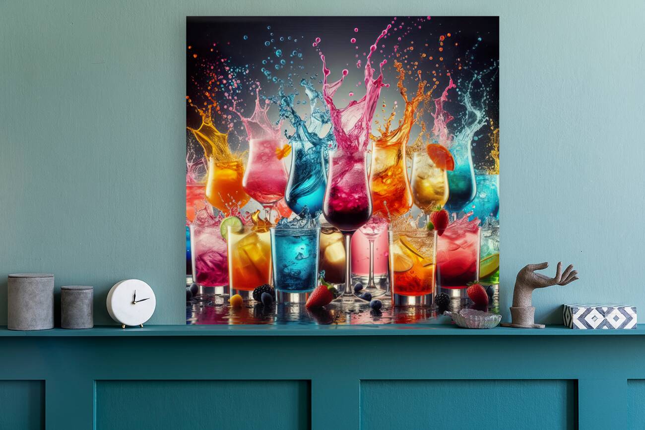 84 cocktail in glass with splashes Reproduction