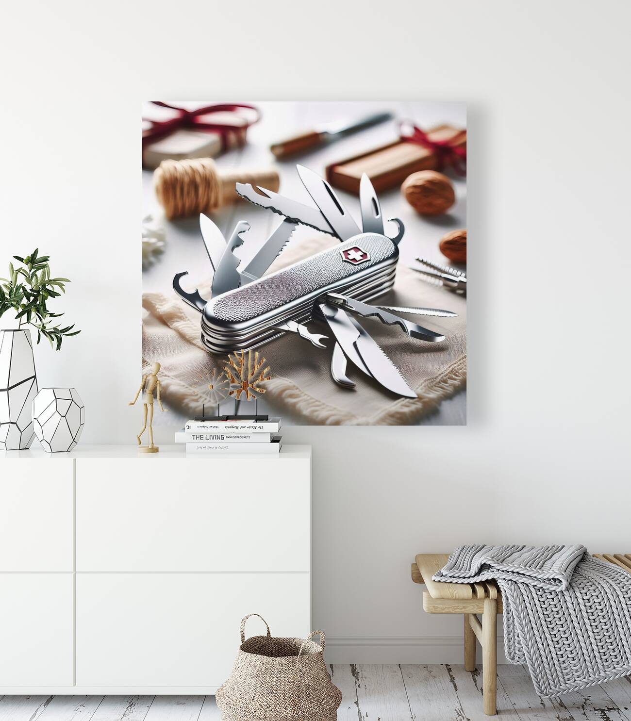 170 Swiss army knife on white table Reproduction