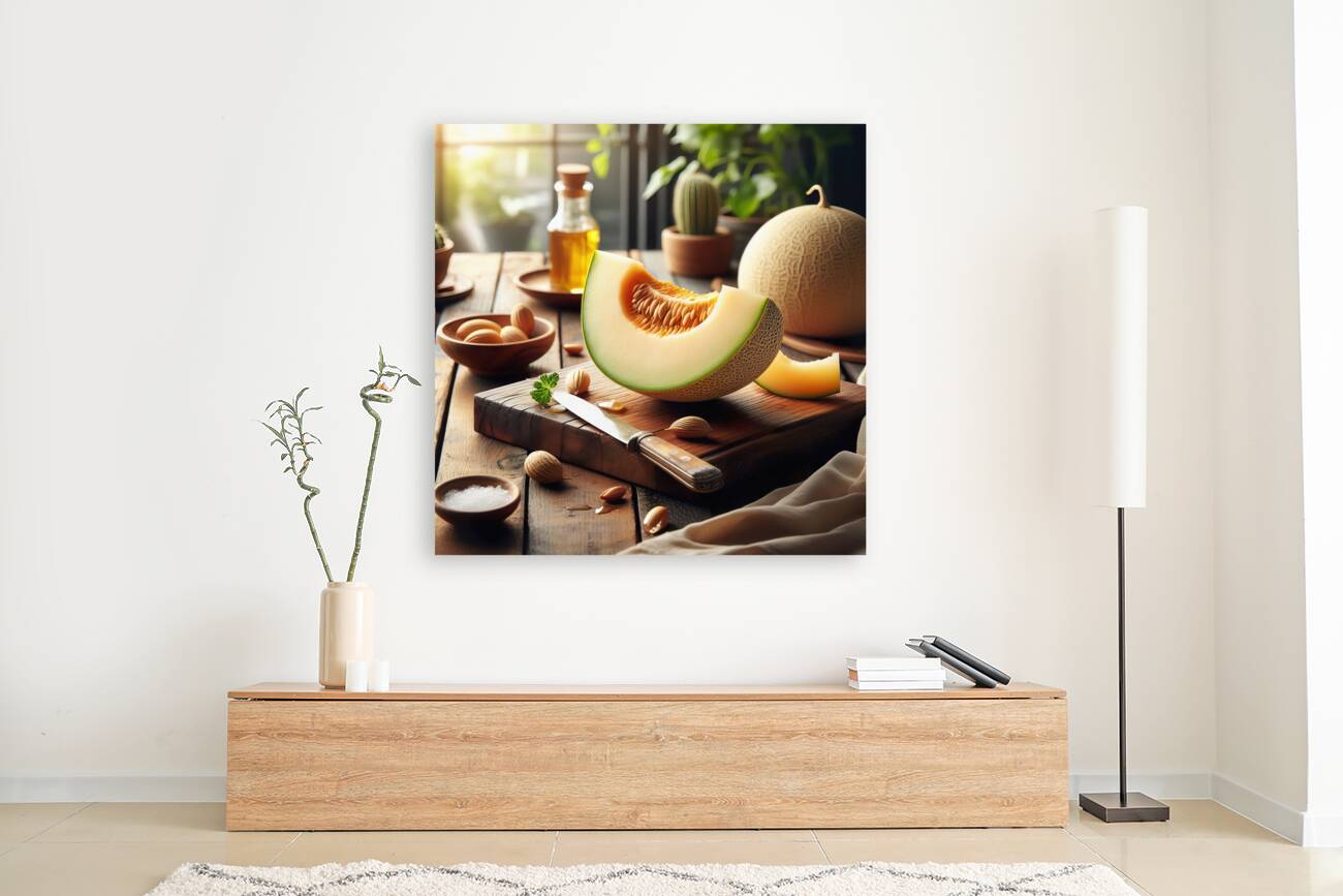 177 Fresh of whole and sliced orange melon or can Reproduction