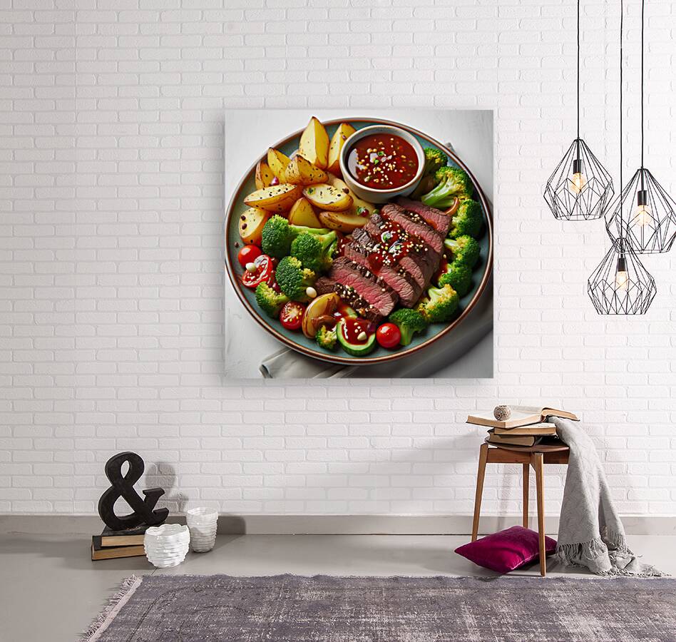 150 A plate of beef and broccoli potatoes with sa Reproduction