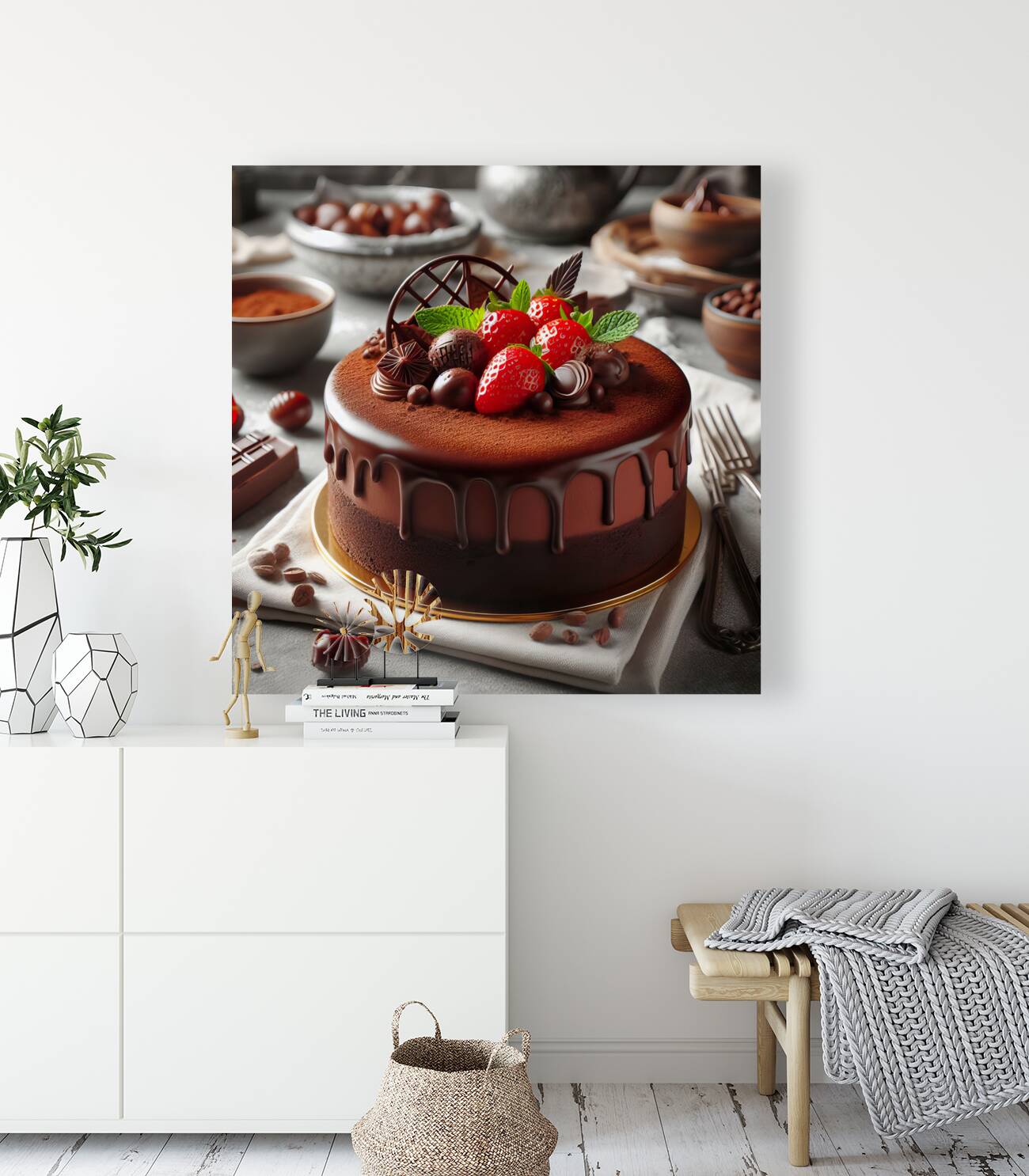 226 Chocolate cake with red berries and fruitscho Reproduction