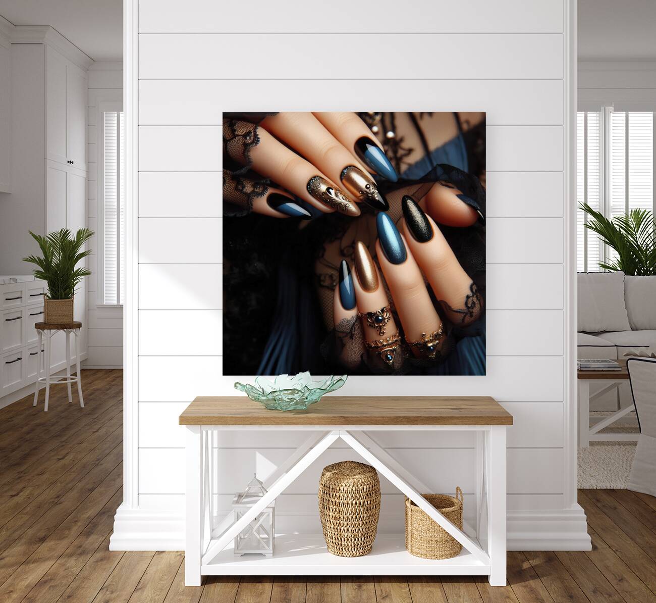 243 Close up of a woman s hand displaying a strik Reproduction