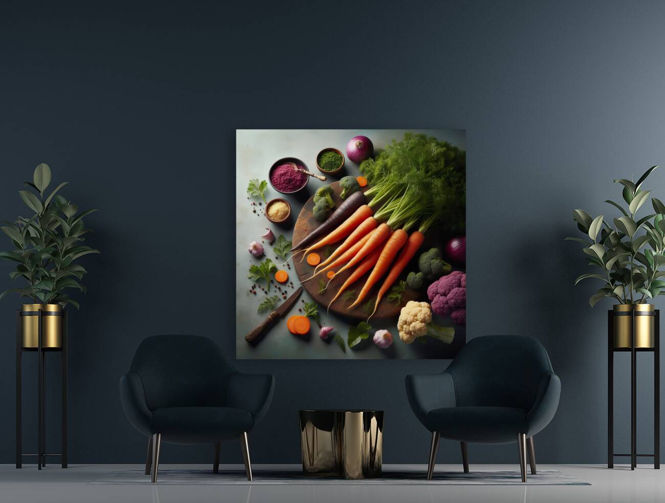293 Assorted carrots arranged on the table studio Reproduction