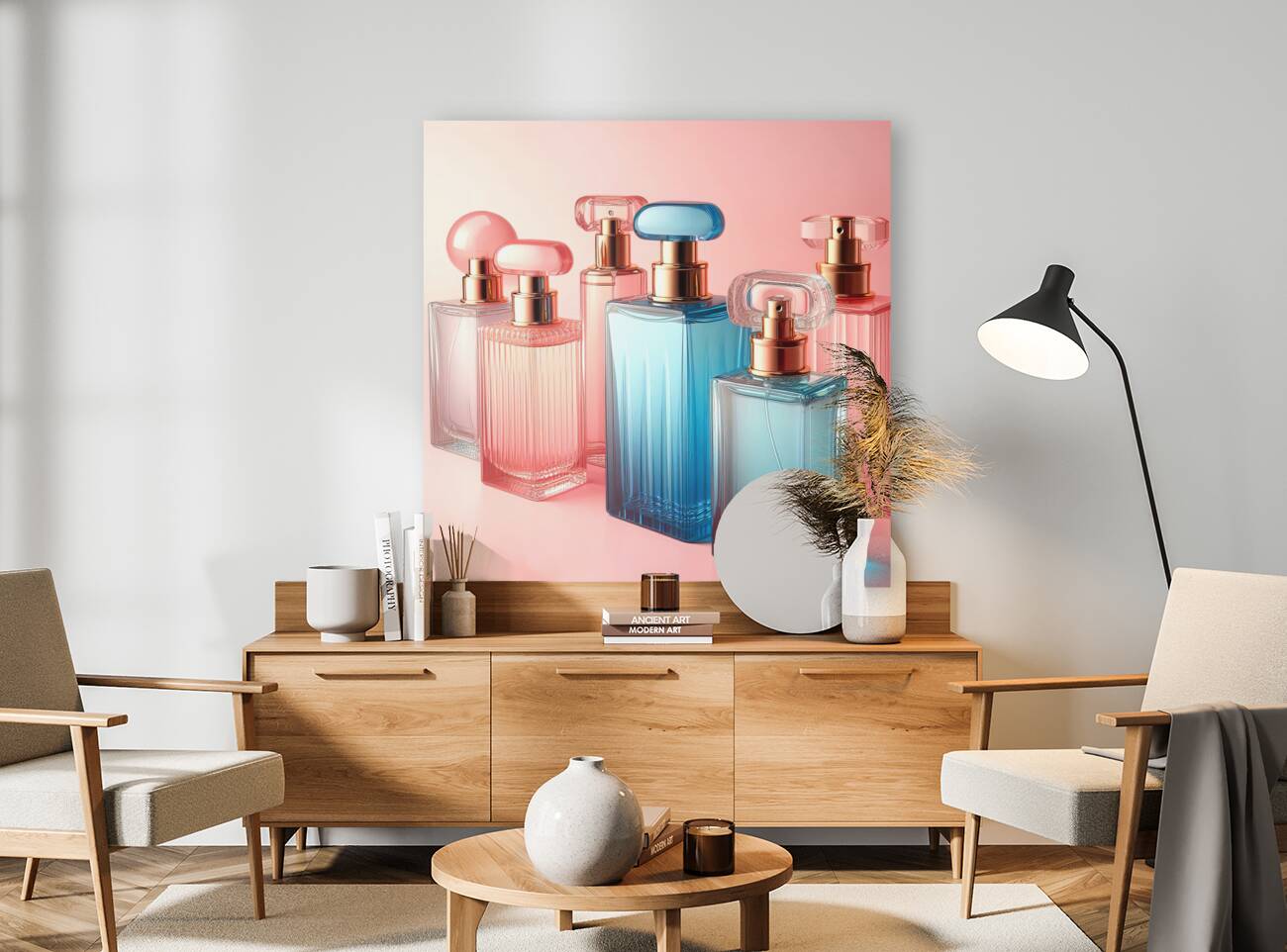 278 Five Pink and Blue Perfume Bottles Perfectly Reproduction